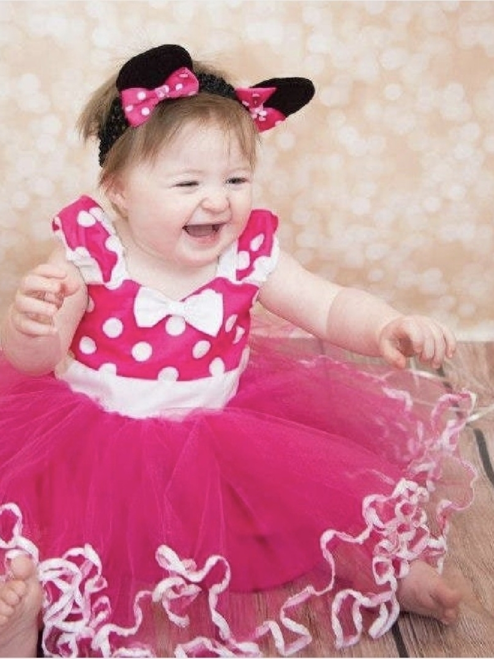 Minnie Mouse Baby Girl Halloween Costume Pink Tutu Dress 18-24M Handmade
